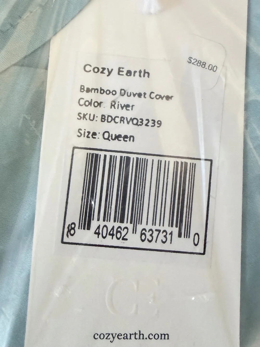 Cozy Earth Bamboo Duvet Cover Queen/Full Size in River NWT